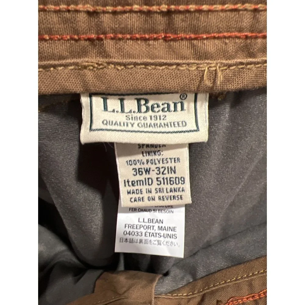 L.L. Bean Fleece Lined Work Carpenter Pants 36 X 28 Brown Double Knee Hunting - Picture 5 of 7